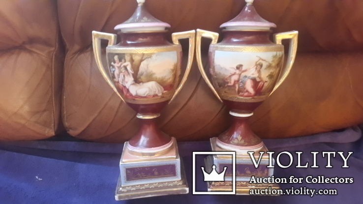 Две старинные фарфоровые вазы старая Вена, фото №7