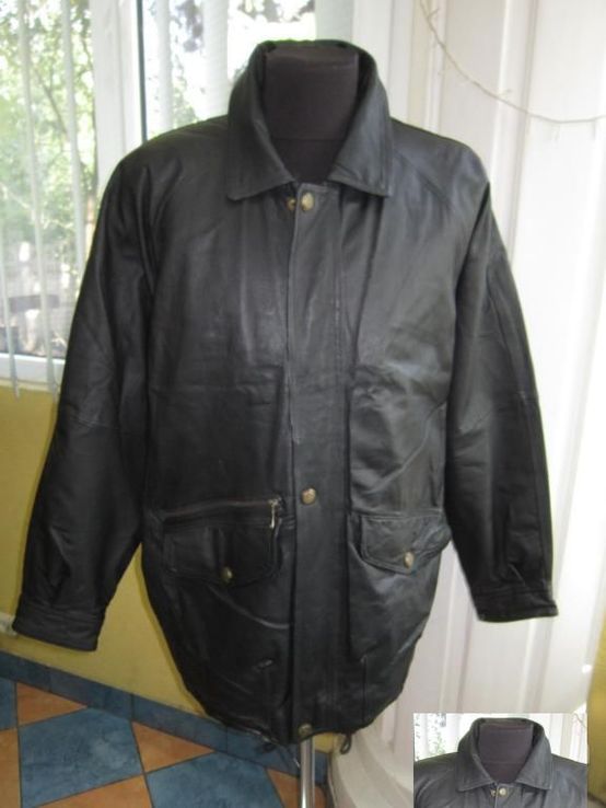 Большая классическая кожаная мужская куртка HENRY MORELL.  Лот 578, фото №2