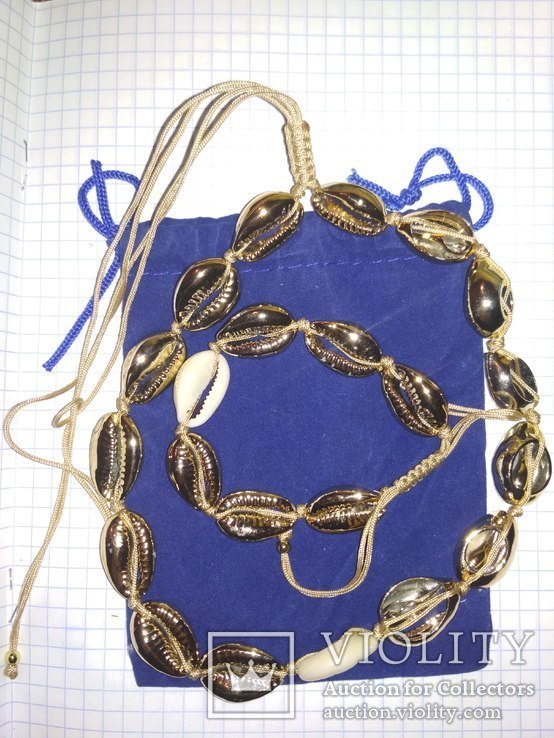  ожерелье золотая  ракушка каури, фото №2