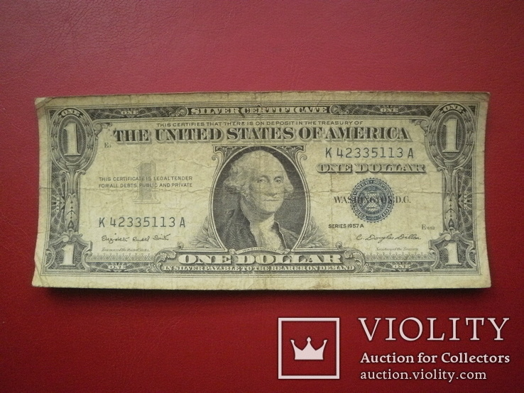 США 1957 рік (А) 1 долар (срібний сертифікат).