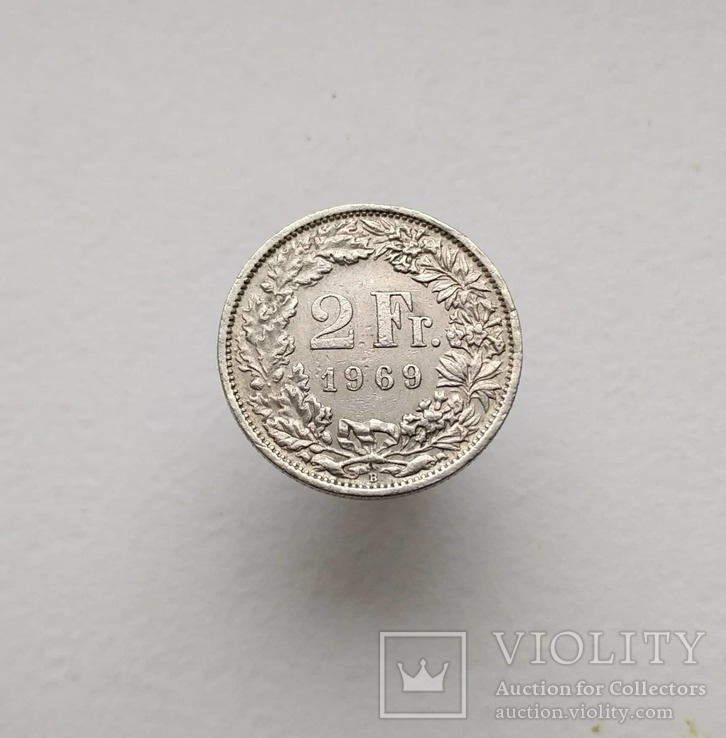 2 франка 1969 г. Швейцария, фото №3