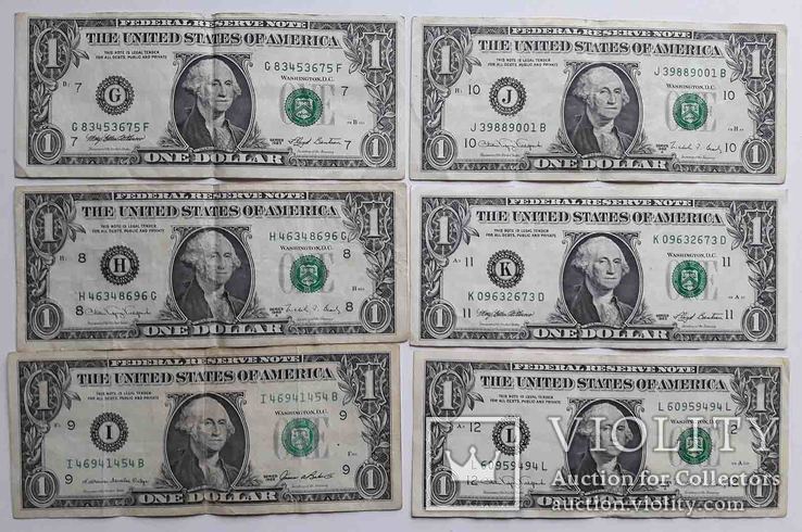 1 доллар США 12 банкнот коллекция по штатам., фото №4