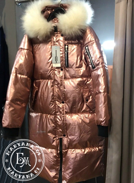 Стильная зимняя куртка пуховик с мехом размер M, фото №4