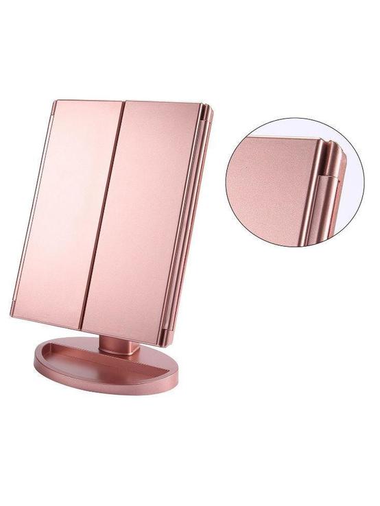 Многофункциональное Зеркало для макияжа с LED подсветкой прямоугольное тройное, фото №3
