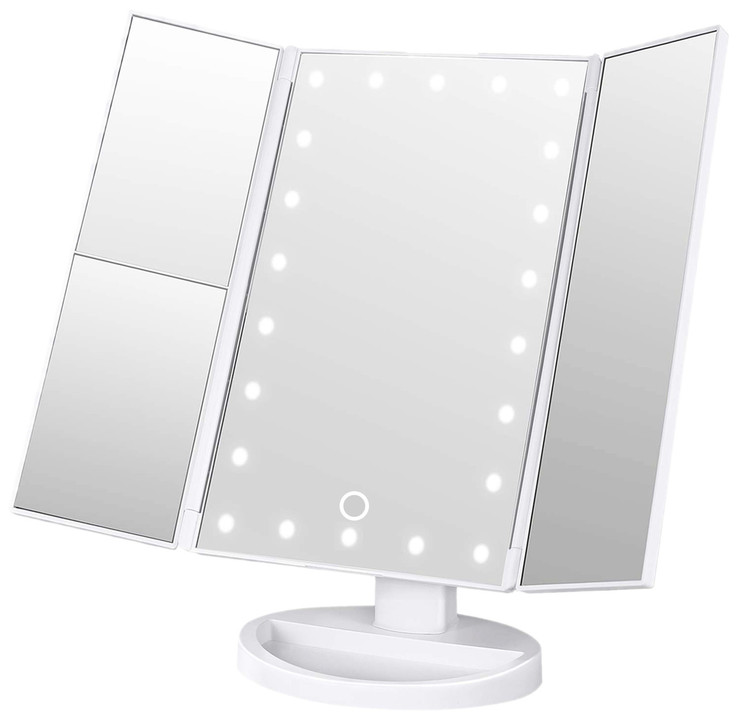 Многофункциональное Зеркало для макияжа с LED подсветкой прямоугольное тройное, фото №2