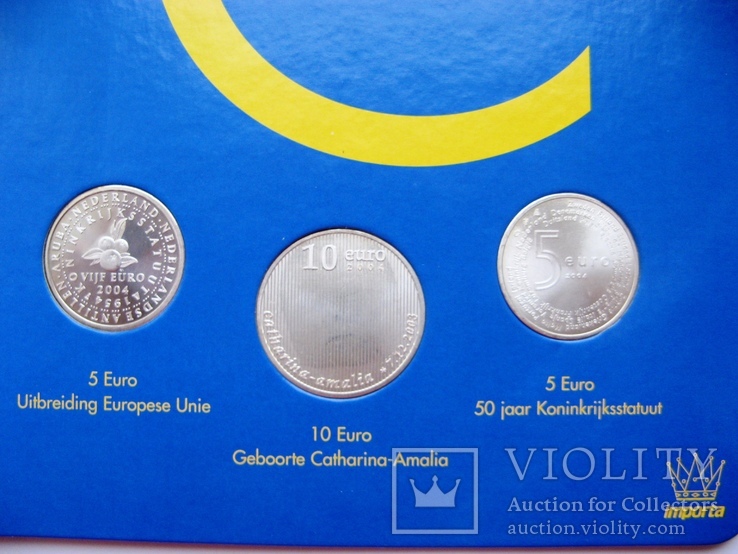 Нидерланды, набор*3 шт серебряных евро 2004  в официальной упаковке IMPORTA, фото №4