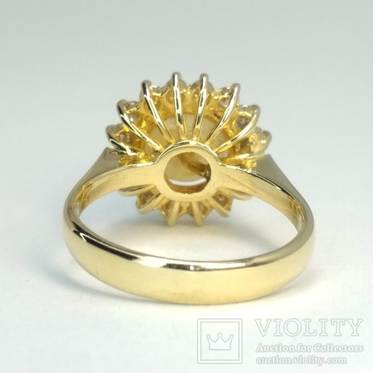 Золотое кольцо с жемчугом и бриллиантами, фото №5