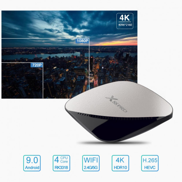 Смарт ТВ приставка SmartTV X88 Pro 4 /32 Gb с пультом, Андроид Android TV, numer zdjęcia 2