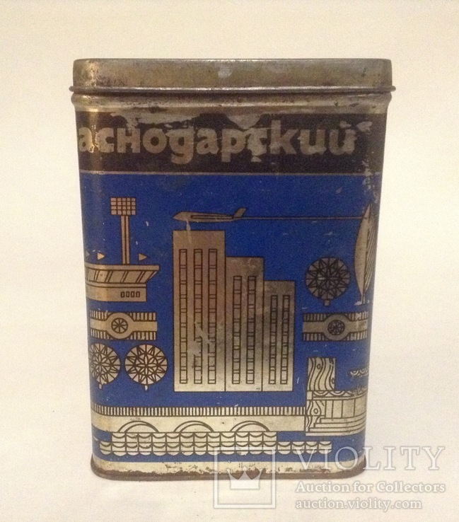 Коробка от чая Краснодарский. СССР. Металл, жесть., фото №2
