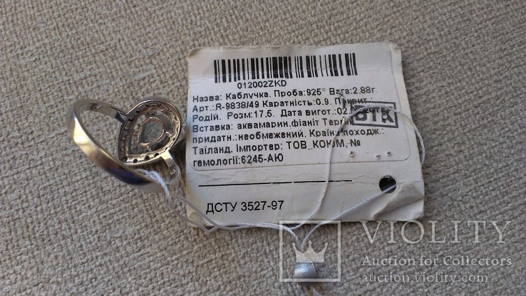 Серьги и кольцо серебро 925 с аквамаринами и цирконами., фото №5
