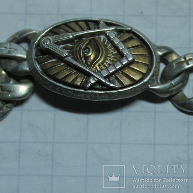Мужской серебряный браслет с масонской символикой, фото №8