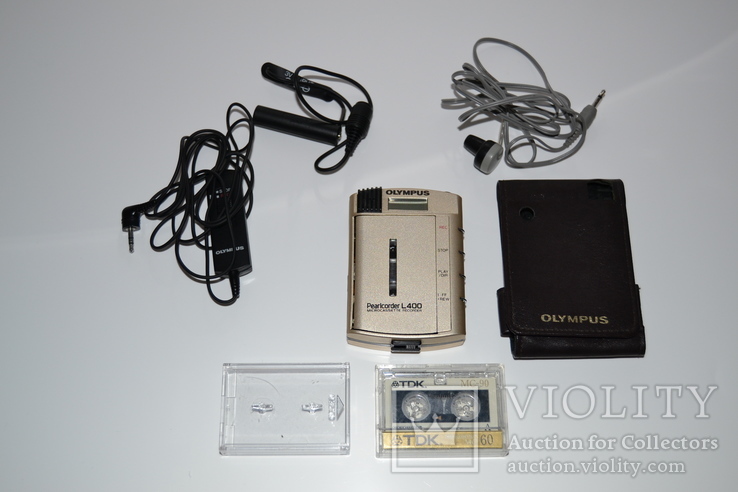 Микро кассетный шпионский диктофон Olympus L400 комплект, фото №4