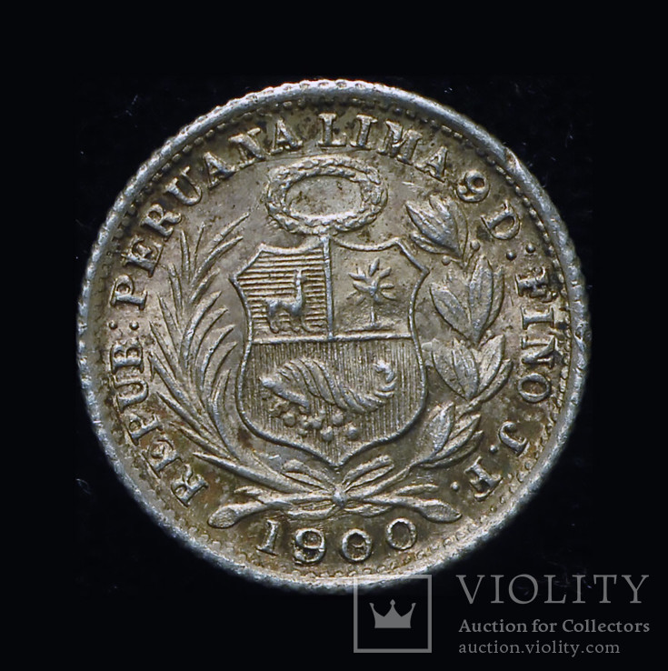 Перу 1-2 динеро 1900 Unc серебро, фото №3