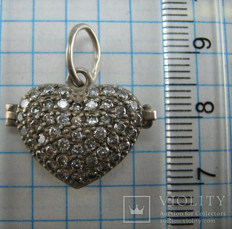 Серебряный Локет Подвеска для фото Сердце День Святого Валентина 925 проба Серебро 558, фото №4