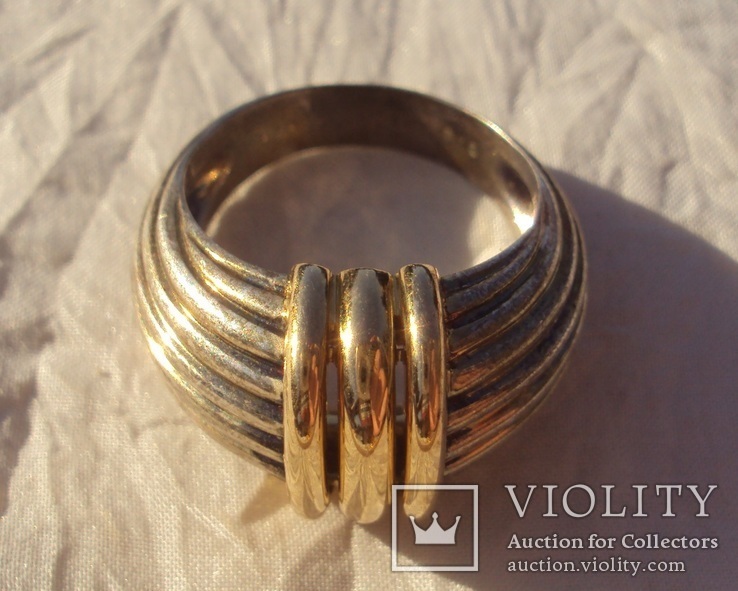 Брендовое кольцо, серебро + золото, Франция., фото №7