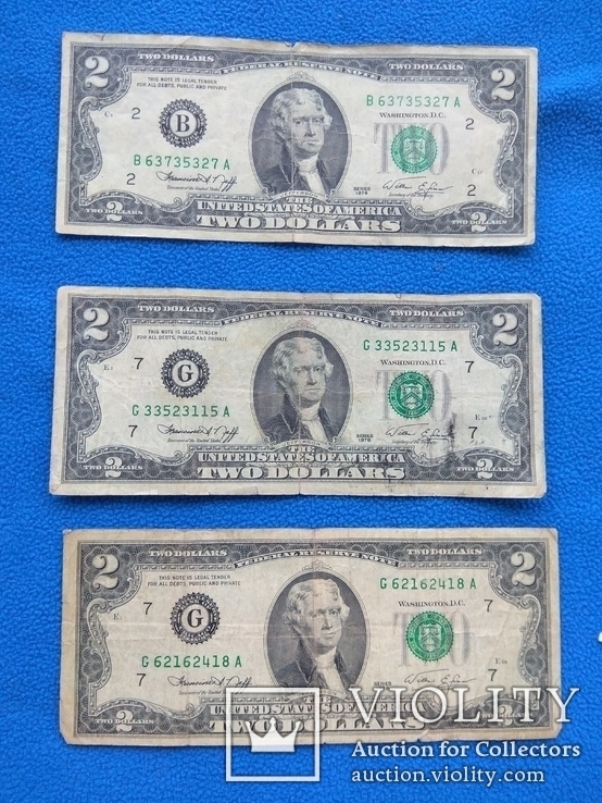 2$ США 1976 год, 3 шт.