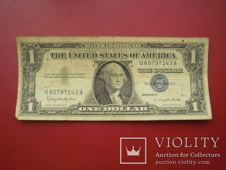 США 1957 рік (В) 1 долар (срібний сертифікат).