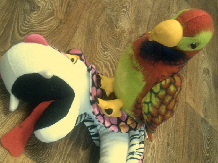 Кобра + попугай большие мягкие игрушки, фото №8