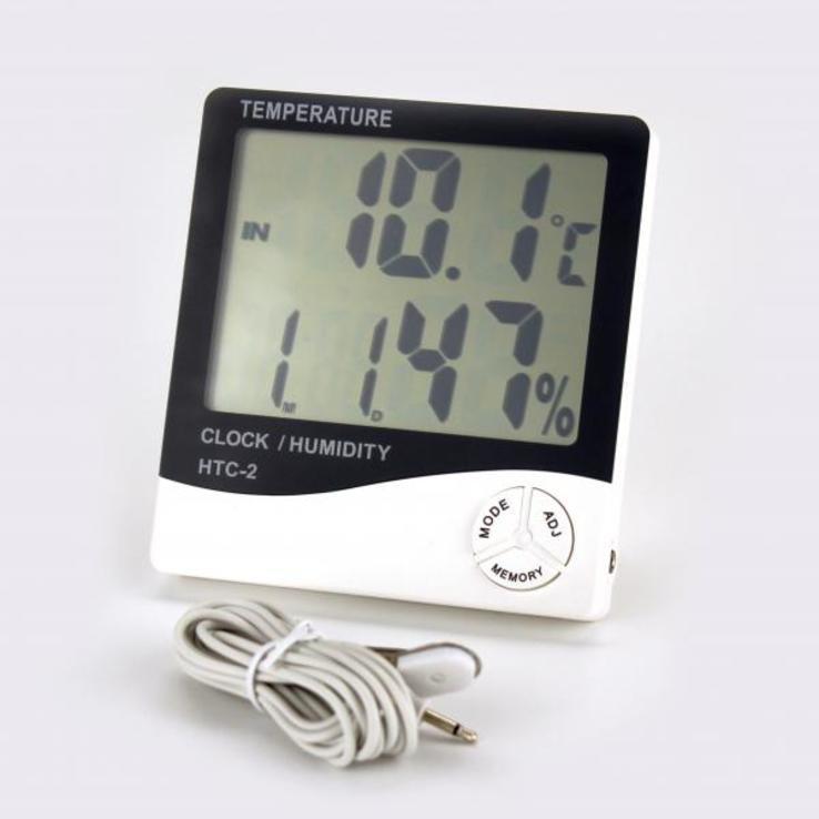 Домашняя метеостанция HTC-2 с часами,термометром,гигрометром,календарь,будильник, numer zdjęcia 2