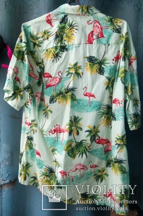 Гавайская рубашка мужская.с розовыми фламинго. USA, фото №4