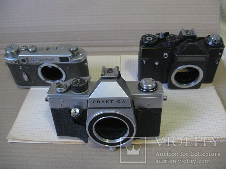 Фотоаппараты плёночные, без объектива"Praktica "и еще- 2 вида, на зап. части, фото №5