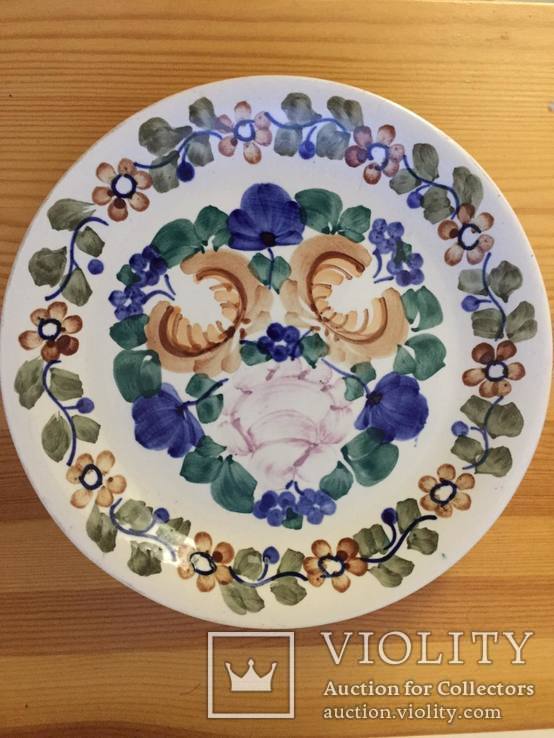 Настенная тарелка ручной росписи,Фаянс, Польша