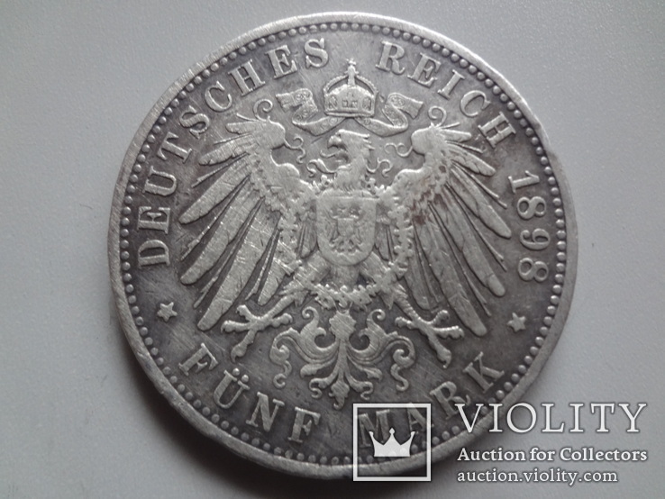 5 марок 1898  Германия серебро  (1.3.3)~, фото №3