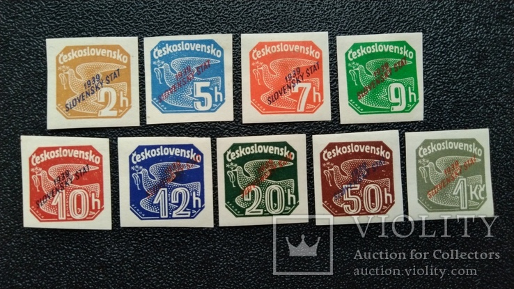 1939 г Чехословацкие марки с надпечаткой"1939 SLOVENSKỲ STAT" период 3 Рейха.Словакия
