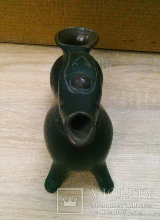Винтажный кувшин - сливочник в форме быка, Грузинская черная керамика, РЕДКИЙ., фото №9