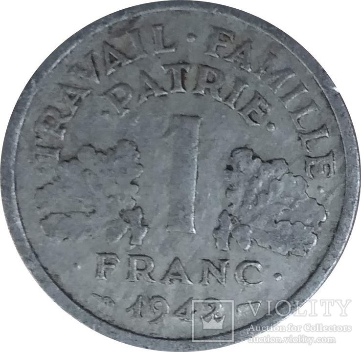 Франция 1 франк 1942, фото №2
