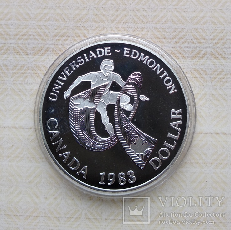 1 доллар 1983 Канада Универсиада СЕРЕБРО, фото №2