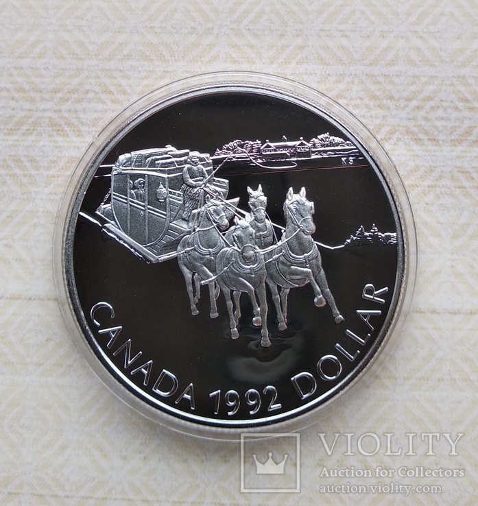 1 доллар 1992 Канада Дилижанс СЕРЕБРО