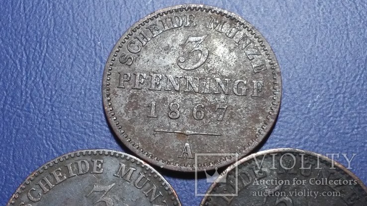 3 по 3 пфеннига 1862-1868 Пуссия, фото №4