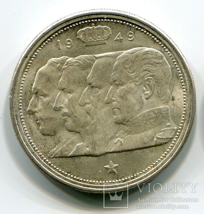 Бельгия 100 франков 1949 г. Серебро, фото №2