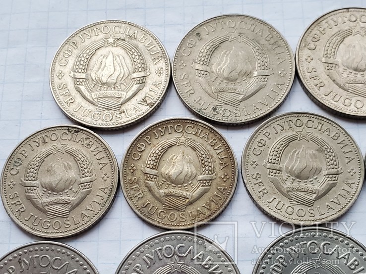 Югославия,100,50,10,5 динар,19 шт., фото №9