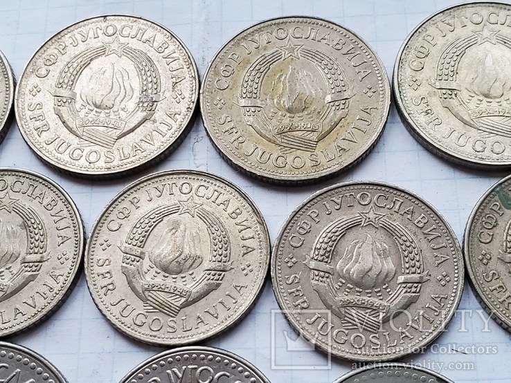 Югославия,100,50,10,5 динар,19 шт., фото №10