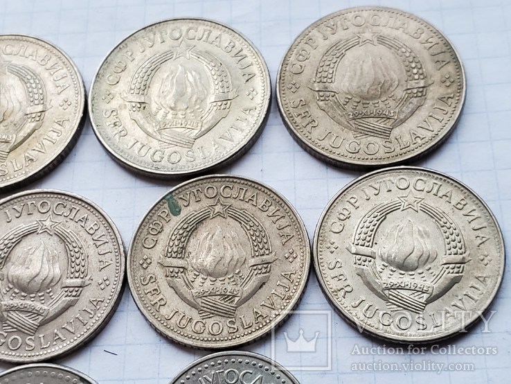 Югославия,100,50,10,5 динар,19 шт., фото №11
