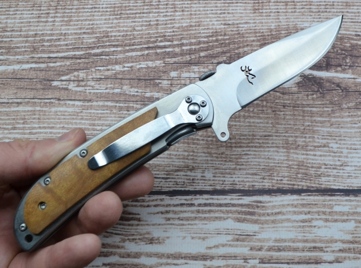 Нож складной 338-Browning с прорезом, photo number 4