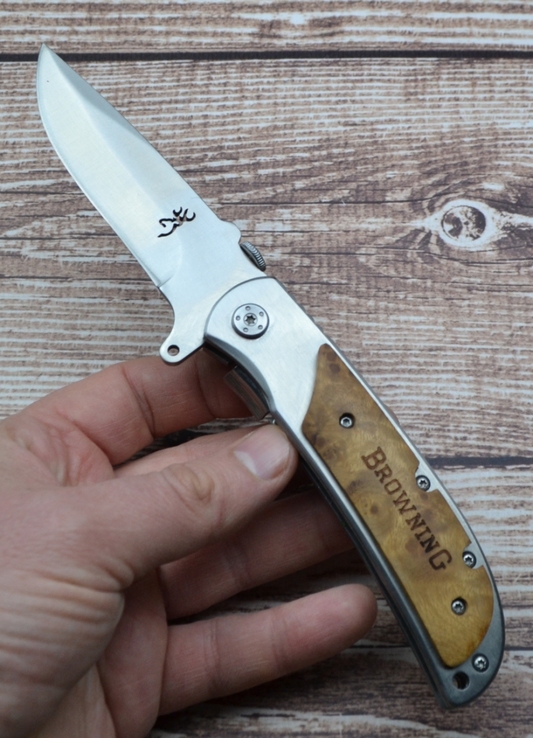 Нож складной 338-Browning с прорезом, фото №5