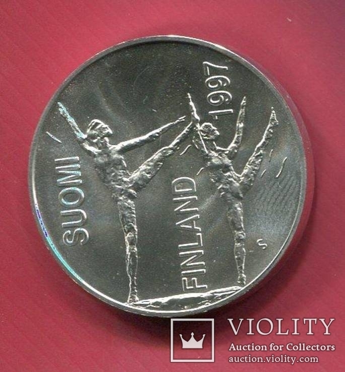 Финляндия 100 марок 1997 UNC Нурми, фото №2