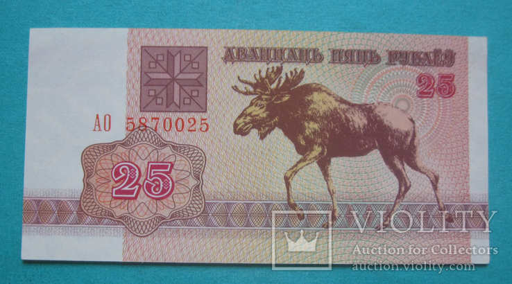 Беларусь 25 рублей 1992 UNC, фото №2