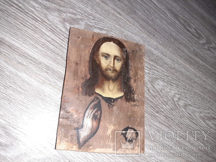 Икона Спаситель Иисус Христос на дереве 19 век 14,5*19,5см, фото №2