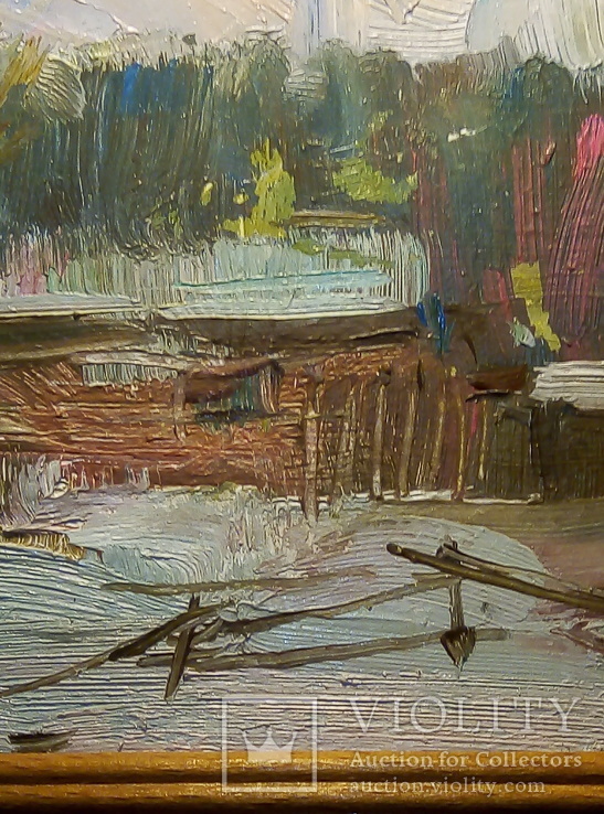 Картина-пейзаж "Зимняя улица", 1989 г., фото №4