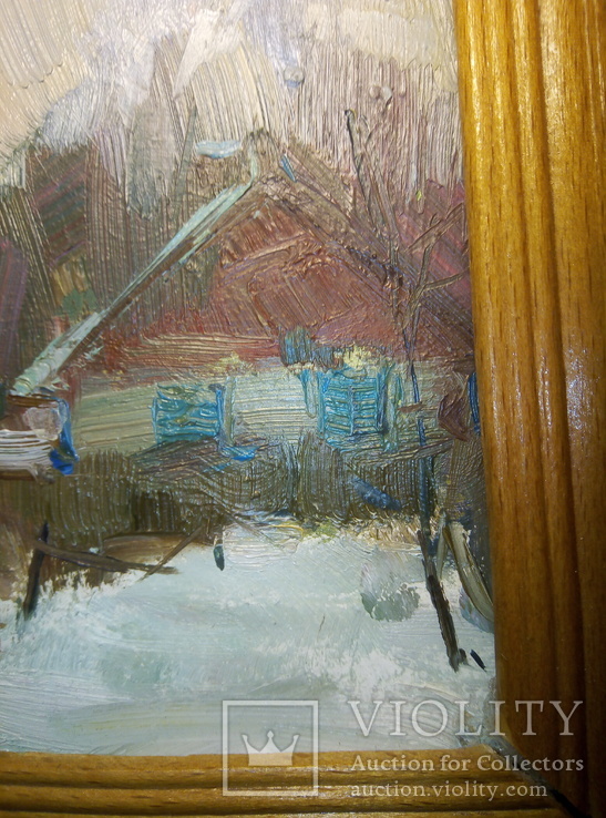 Картина-пейзаж "Зимняя улица", 1989 г., фото №6