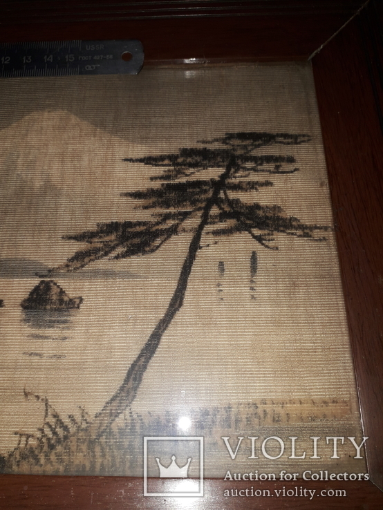 Гобелен японский.до 1905 года.размер 35 на 25 см.(вместе с рамой)., фото №10