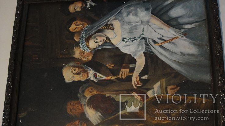 Репродукция скандальной картины В.Пукирева "Неравный брак", старинная, 61х81 см., фото №10