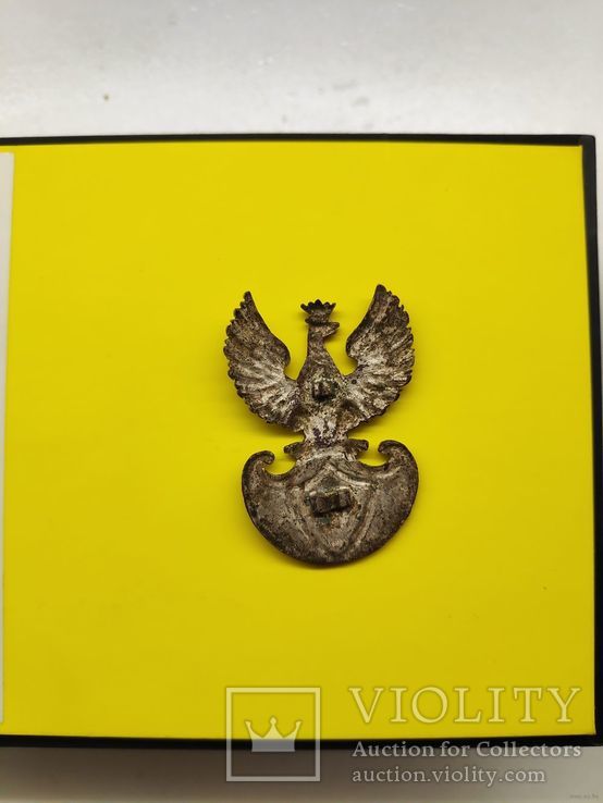 Польский военный орёл.Кокарда. Латунь в серебре., фото №3