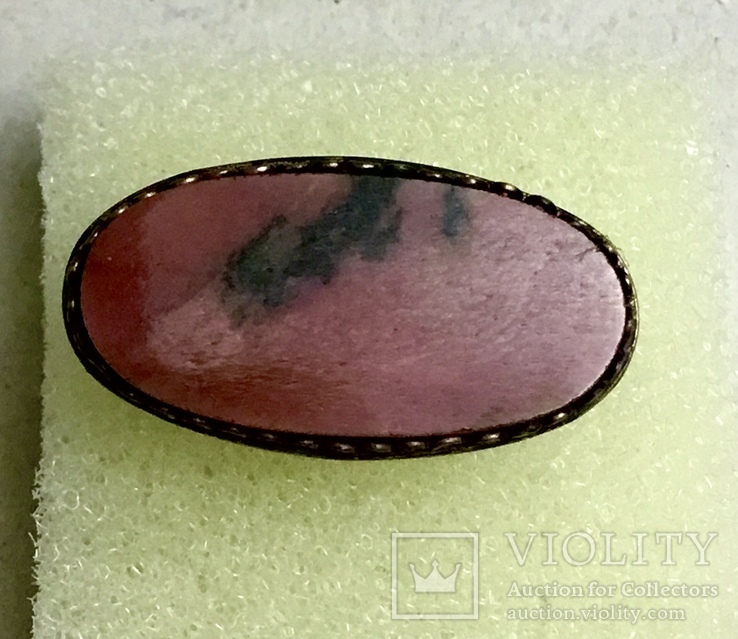 Винтажная серебро с позолотой и натуральный камень запонка (одна), фото №3