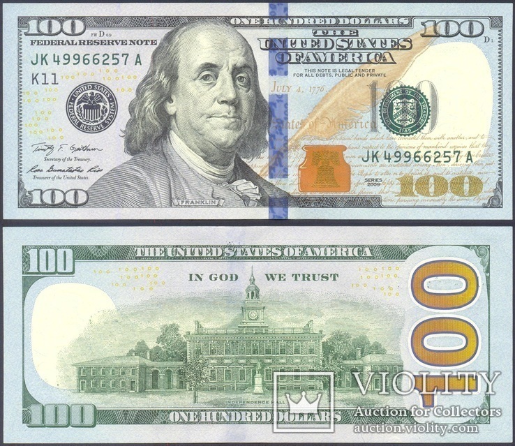 США - 100 $ долларов 2009 - Dallas (K11) - P535 - UNC, Пресс, фото №2