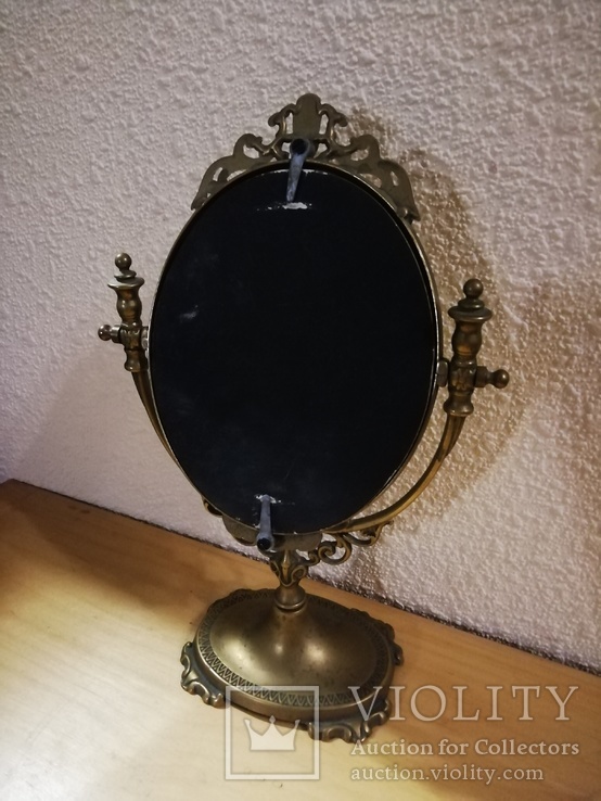 Настольное зеркало в бронзовой оправе., фото №4